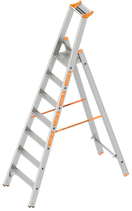 Layher Stufenstehleiter einseitig begehbar TOPIC – Robuste, einseitig begehbare Leiter mit sicherem Stand, großem Podest und optionaler Spreizsicherung. Jetzt sichern und bequem arbeiten! – Jetzt erhältlich im MTN Shop DE. - imagen 5