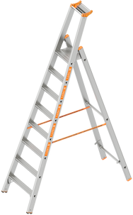 Layher Stufenstehleiter einseitig begehbar TOPIC – Robuste, einseitig begehbare Leiter mit sicherem Stand, großem Podest und optionaler Spreizsicherung. Jetzt sichern und bequem arbeiten! – Jetzt erhältlich im MTN Shop DE. - imagen 6