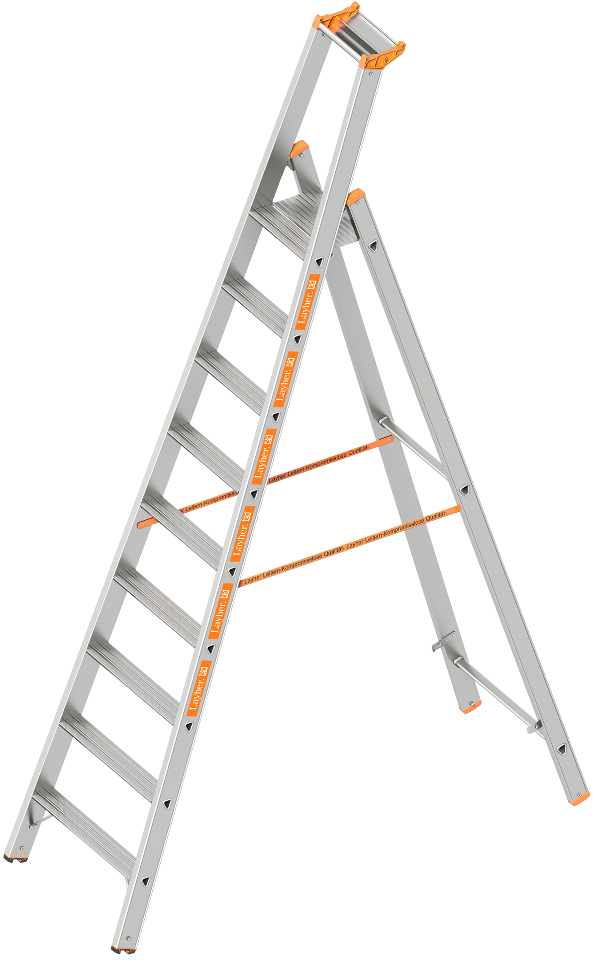 Layher Stufenstehleiter einseitig begehbar TOPIC – Robuste, einseitig begehbare Leiter mit sicherem Stand, großem Podest und optionaler Spreizsicherung. Jetzt sichern und bequem arbeiten! – Jetzt erhältlich im MTN Shop DE. - imagen 7