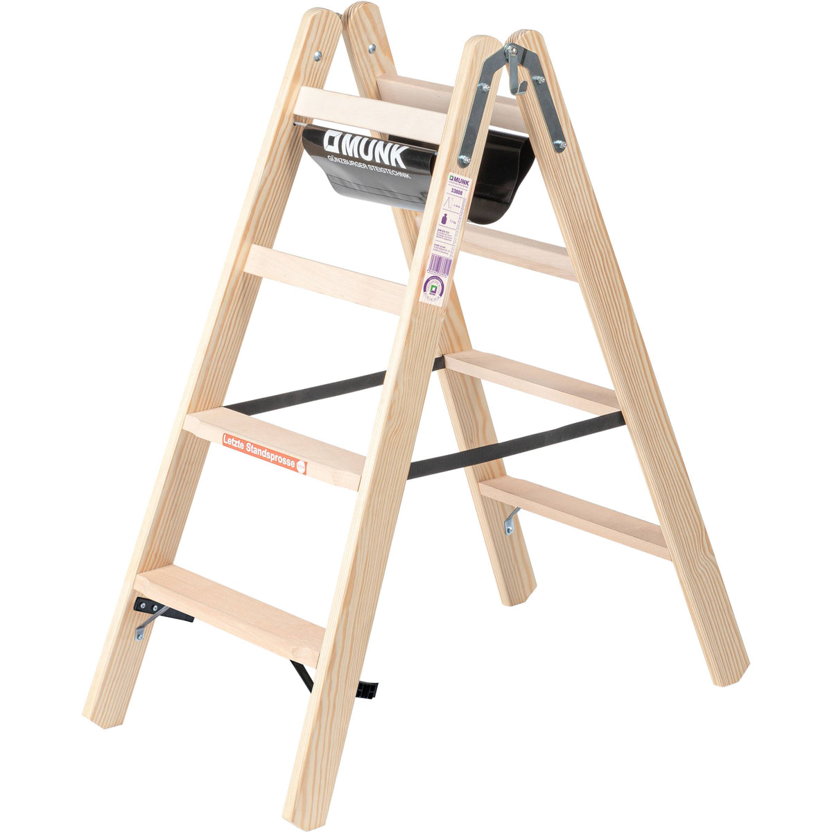 Munk Stufen-Stehleiter Holz beidseitig begehbar – – Jetzt erhältlich im MTN Shop DE.
