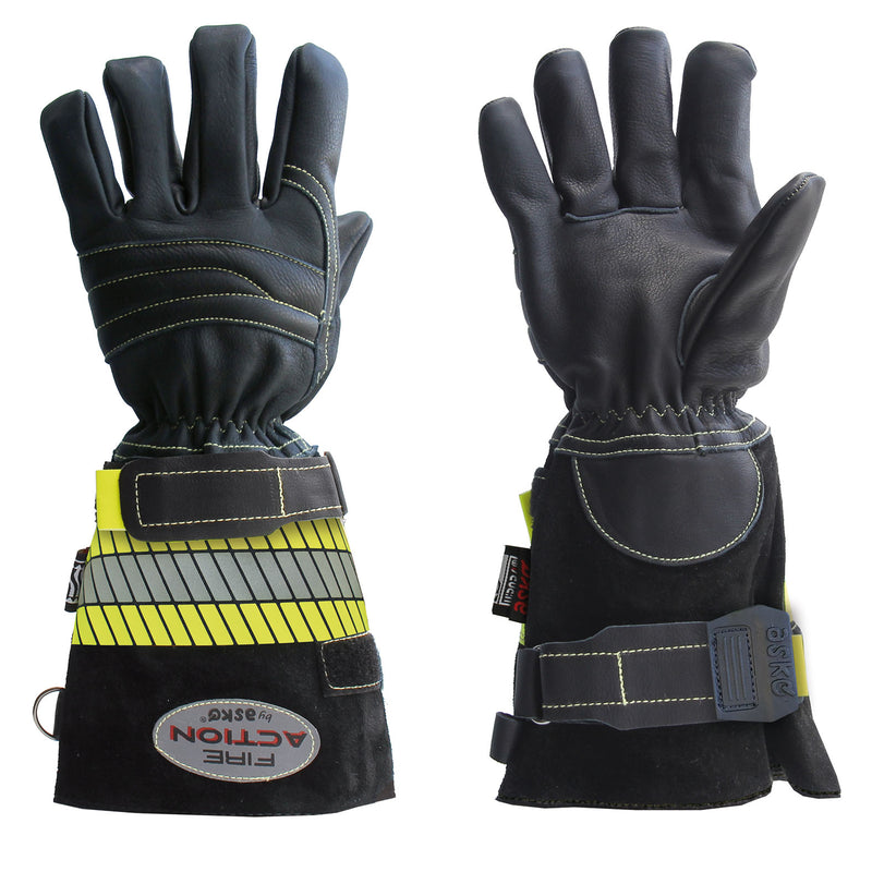 Askö FIRE ACTION Feuerwehrhandschuh mit langer Stulpe in Schwarz