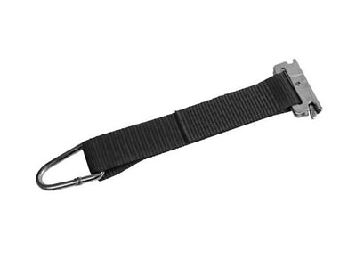 Safetex Adapter für Langlochschiene mit schwarzem 45 mm Gurtband, integriertem Triangel und Schienenanker SLE, passend für ALK 305 zur professionellen Ladungssicherung.