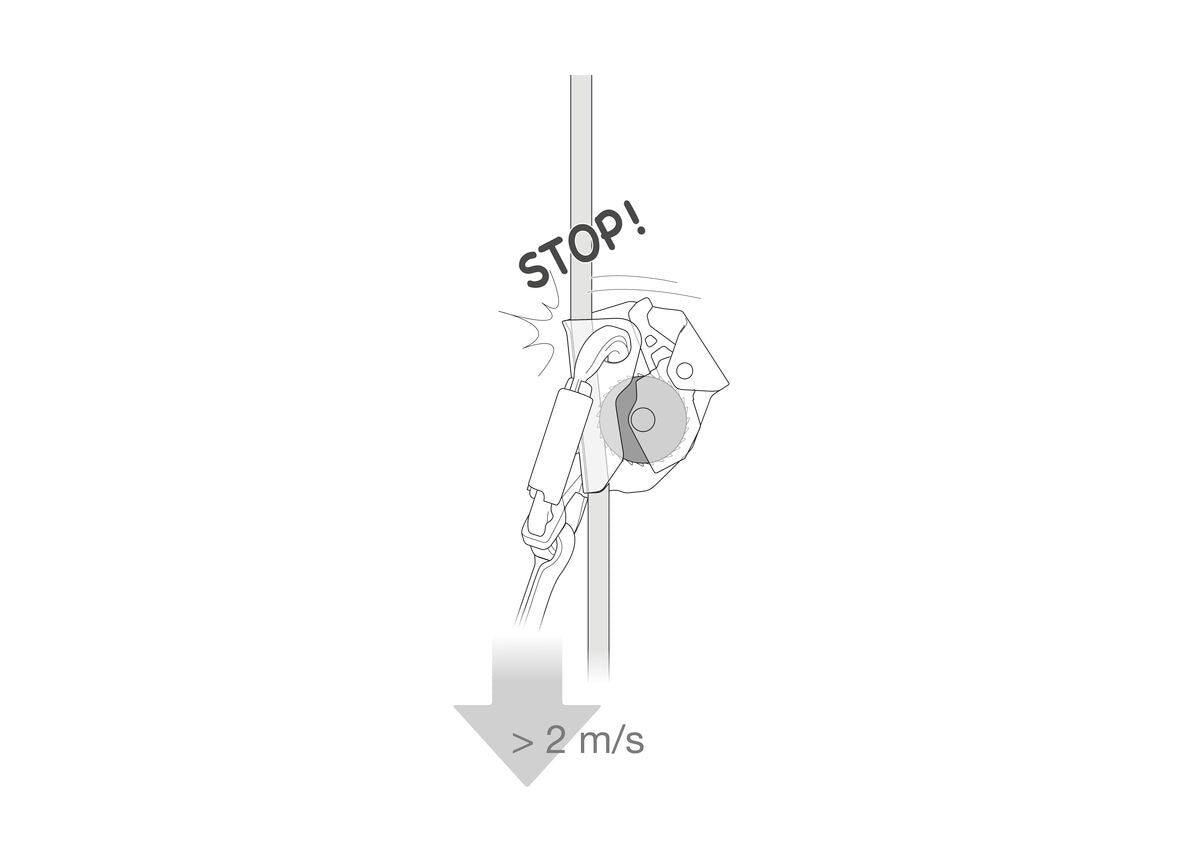 Petzl ASAP blockiert automatisch bei Sturz oder unkontrolliertem Abseilvorgang über 2 m/s. - imagen 5