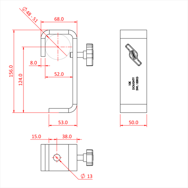 Doughty Engineering HOOK CLAMP 50mm HEAVY DUTY (Schwarz) – – Jetzt erhältlich im MTN Shop DE.