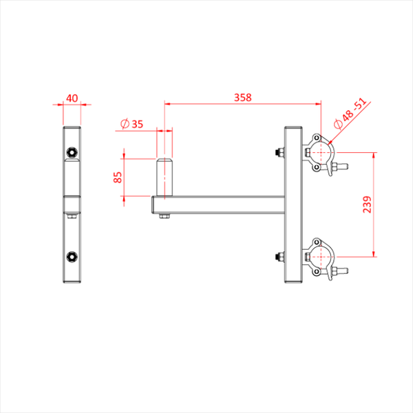 Doughty Engineering SPEAKER BRACKET WITH 35mm Spigot (Schwarz) – – Jetzt erhältlich im MTN Shop DE.
