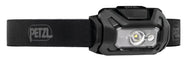 Petzl ARIA 1 RGB Stirnlampe, Schwarz, Nahaufnahme des Lampenkopfs mit Bedienknopf.