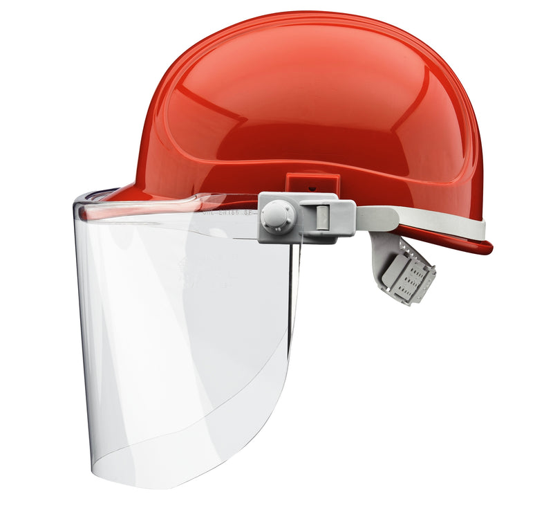 VOSS Elektrikerhelm-6 rot mit montiertem Gesichtsschutzschild