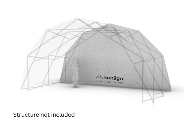 Konligo Fastival white outside backdrop attached to event structure 3D illustration, structure not included, now available on MTN SHOP US.