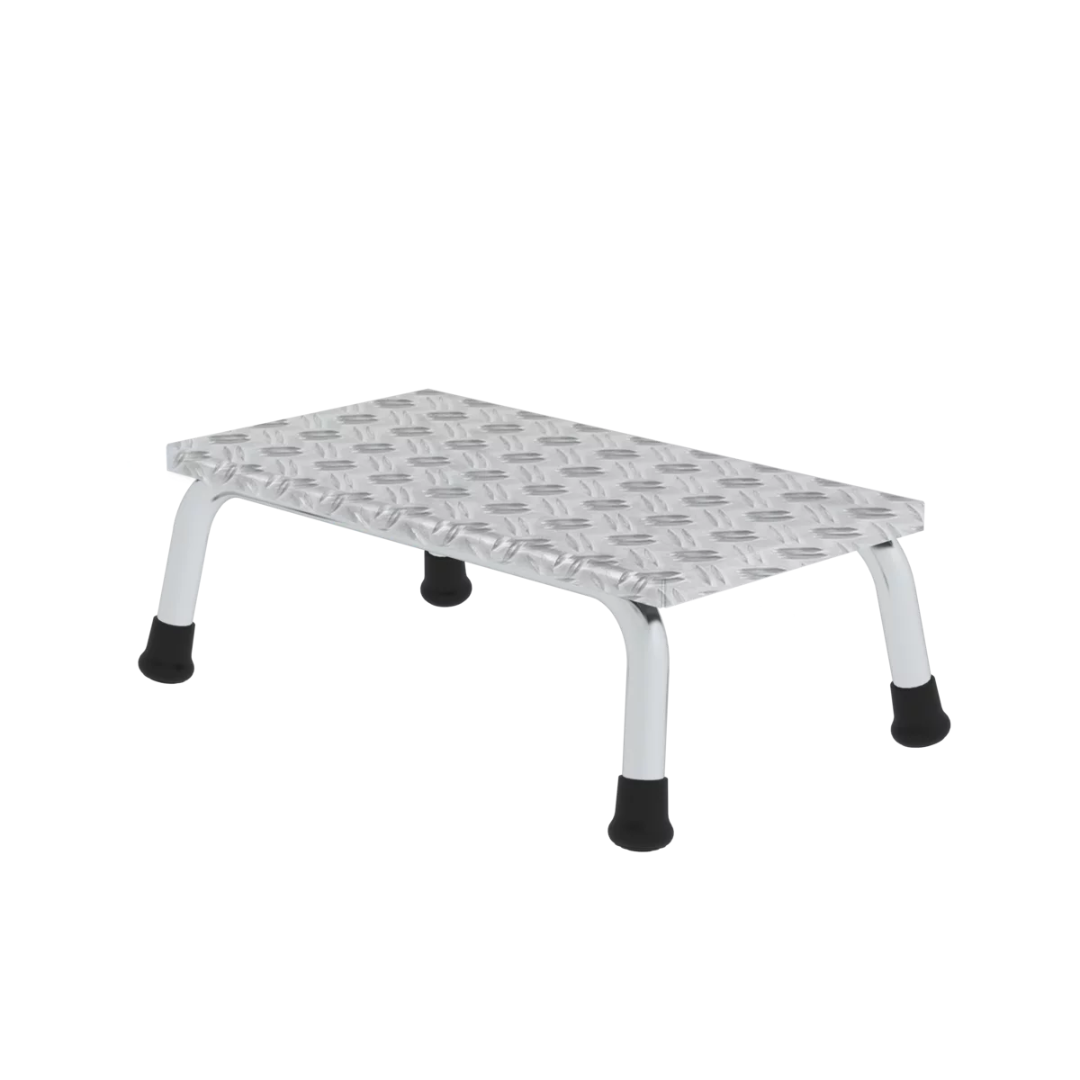 Munk Arbeitspodest starr – Munk Arbeitspodest starr | Arbeitspodest aus Aluminium | Stabile, verschweißte Rohrkonstruktion | 220 mm tiefe Stufen aus Aluminium-Warzenblech für einen sicheren Stand | Obere Trittfläche: 550 x 300 mm | Rutschfeste Kunststoffschuhe | Stufenabstand 200 mm | Maximale Belastung: 150 kg | Varianten von 1-5 Stufen – Jetzt erhältlich im MTN Shop DE.