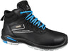 Robuster Sicherheitsstiefel Lemaitre Submarine S3 in Schwarz mit blauen Akzenten. Hergestellt aus Rindleder mit SympaTex®-Funktionsfutter, Aluminium-Zehenkappe und metallfreier, durchtrittsicherer Zwischensohle. Antistatisch, wasserdicht, rutschfest und zertifiziert nach EN 20345:2011