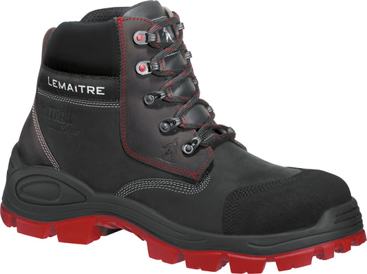 Metallfreier Outdoor-Sicherheitsstiefel Lemaitre Varadero S3 in Braun/Schwarz. Hergestellt aus wasserabweisendem Vollnarbenleder mit 3D-Textil-Innenfutter, Fiberglas-Zehenkappe und durchtrittsicherer Zwischensohle. Mit abriebfester Überkappe, ParaBolic®-Sohle für hohen Laufkomfort und zertifiziert nach EN 20345:2011.
