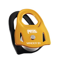 Petzl MINDER S1 leichte Prusik-Seilrolle, Gelb, kompakte Bauweise.