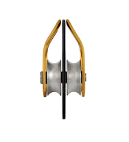 Petzl MINDER S2, Detailansicht der zwei parallelen Seilscheiben und Zusatzbefestigungspunkt. - imagen 2