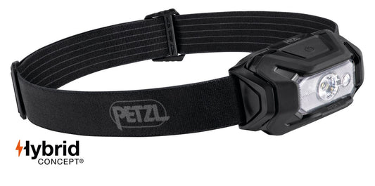 Petzl ARIA 1 RGB – Robuste, wasserdichte Stirnlampe mit 350 Lumen, Weiß- und RGB-Licht, Hybrid-Betrieb und Helmkompatibilität für professionelle Anwendungen
