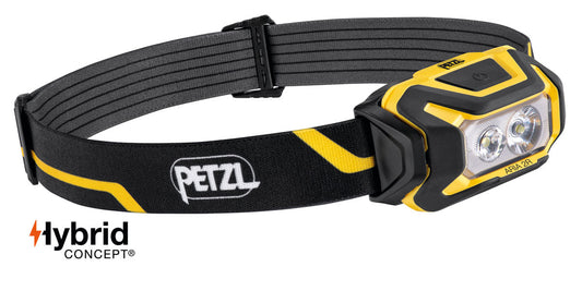 Petzl ARIA 2R – Robuste, wasserdichte Stirnlampe mit 600 Lumen und Hybrid-Betrieb für professionelle Anwendungen