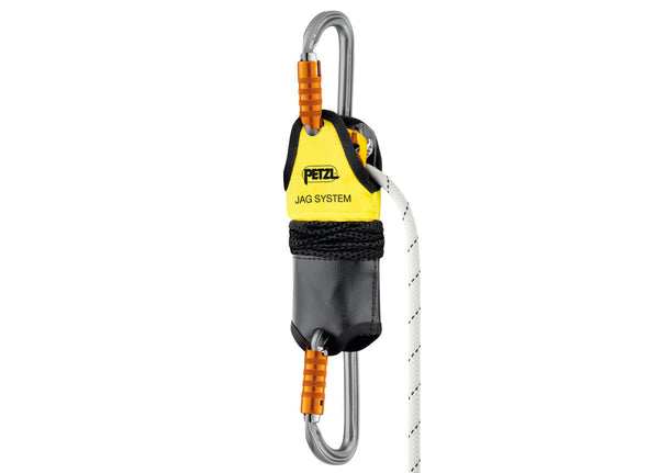 Petzl JAG SYSTEM Flaschenzug-Set mit 4:1 Hebeverhältnis, kugelgelagerten Laufrollen und flexibler Hülle. Ideal für die Rettung und das Spannen von Systemen. In Längen von 1, 2 und 5 Metern erhältlich.