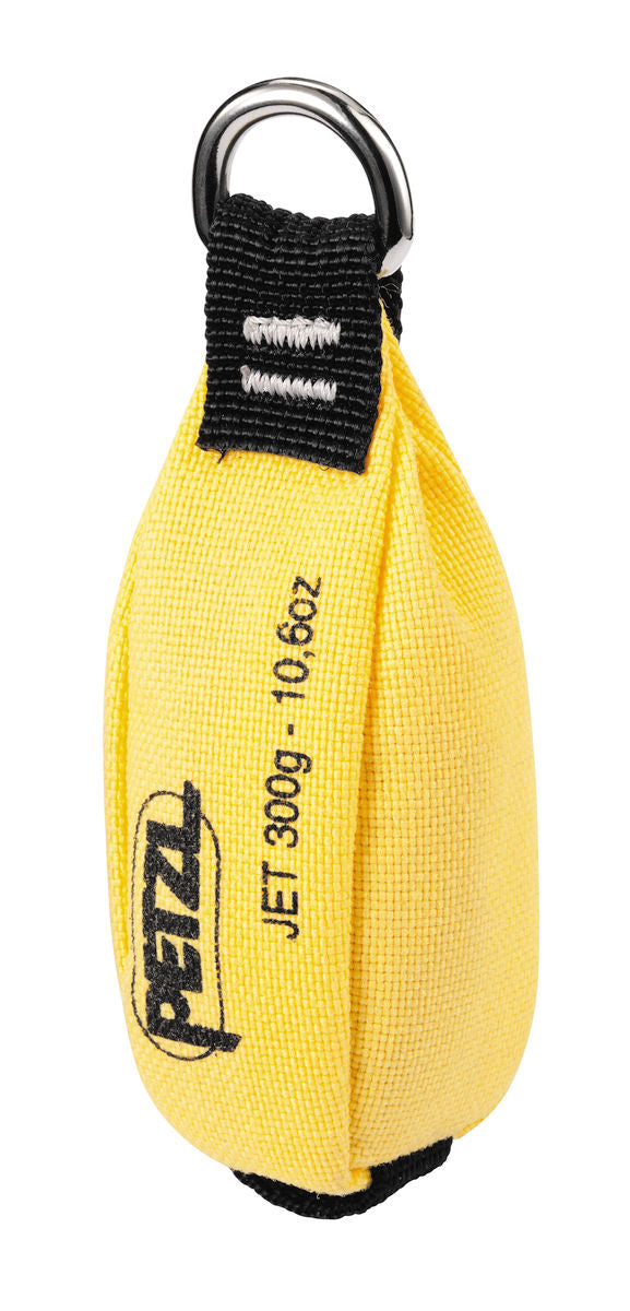 Petzl JET Wurfsack – ergonomisches Design für präzise Würfe, hohe Langlebigkeit und einfache Seilbefestigung. Verfügbar in 250 g, 300 g und 350 g.