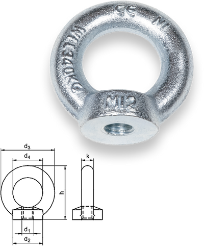 Гайка кільцева Safetex DIN 582, оцинкована, кована (10 шт.)