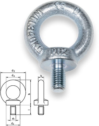 Рим-болт Safetex DIN 580, оцинкований, кований (10 шт.)