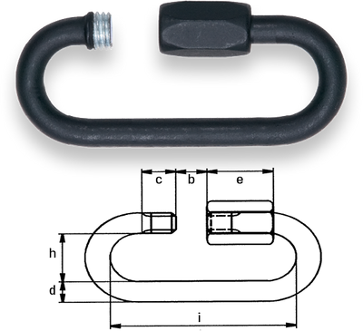 Ланцюг швидкознімний Safetex DIN 56927 форма B Blackline (10 шт.)