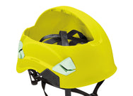Petzl VERTEX® HI-VIZ Helm – Der VERTEX-Helm gewährleistet hohen Tragekomfort dank seiner 6-Punkt-Textilaufhängung und den CENTERFIT- und FLIP&FIT-Systemen, die für einen ausgezeichneten Halt des Helms auf dem Kopf sorgen. Dank seines Kinnbands mit anpassbarer Haltekraft ist er sowohl für Arbeiten in der Höhe als auch am Boden geeignet. Die geschlossene Außenschale bietet Schutz vor elektrischer Gefährdung, Spritzern aus schmelzflüssigem Metall und Flammen. Die optimale Integration einer Petzl-Stirnlampe, ei - imagen 5