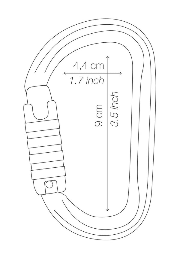 Petzl Am'D – Leichter asymmetrischer Karabiner aus Aluminium mit Keylock-System und verschiedenen Verriegelungssystemen für erhöhte Sicherheit in der Höhenarbeit.