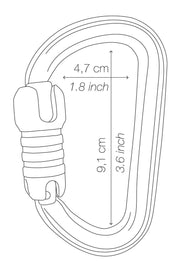Petzl Bm'D – Leichter asymmetrischer Aluminiumkarabiner mit hoher Bruchlast, ideal zum Einhängen von Abseilgeräten und Verbindungsmitteln zur Arbeitsplatzpositionierung.