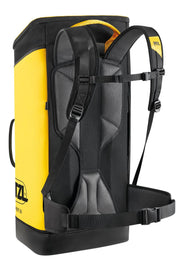 Petzl EXPERT 55 Transportsack, Gelb/Schwarz, Rückansicht mit gepolsterten Schultergurten und Hüftgurt. - imagen 6