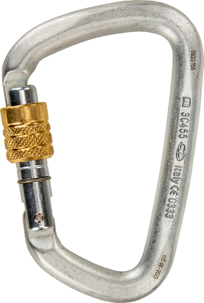Skylotec LARGE STEEL SG Karabiner Silber - Stahlkarabiner mit Screwgate-Verschluss und Keylock-System