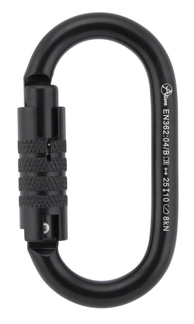 Aliens Stahlkarabiner Total Oval Screw – Schwarz / Trilock