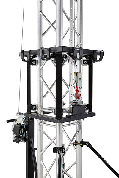 Detailansicht des automatischen Auslösebremssystems und des beweglichen Stahlschlittens am Kuzar K-10 Traversenlift - imagen 7