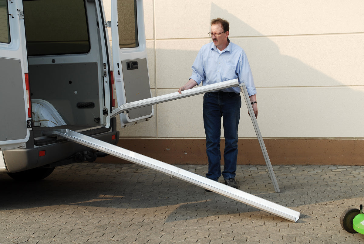 ALTEC Aluminium-Verladeschienen ABS/ABS-F (Paar) – Leichte, rutschfeste Schienen für Kleingeräte bis 600 kg/Paar. Auch faltbar für platzsparende Lagerung. Made in Germany, GS-geprüft! – Jetzt erhältlich im MTN Shop DE. - imagen 7