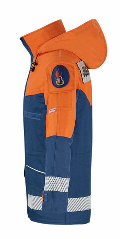 Watex Jugendfeuerwehrparka orange/blau, mit Nässesperre – zweites Bild
