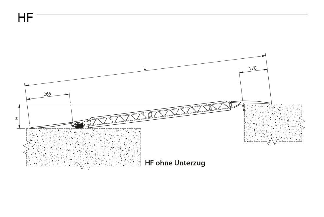 Technische Zeichnung ALTEC HF ohne Unterzug Seitenansicht mit Höhendifferenz - imagen 3
