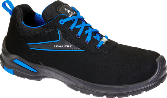 Lemaitre Paul S3 ESD – Moderner ESD-Sicherheitshalbschuh aus robuster Mikrofaser mit atmungsaktivem 3D-Mesh-Innenfutter, Aluminium-Zehenkappe und metallfreier, durchtrittsicherer Zwischensohle. PU/PU-Sohle für optimalen Halt und Stoßdämpfung, ideal für industrielle und sensible Arbeitsbereiche.