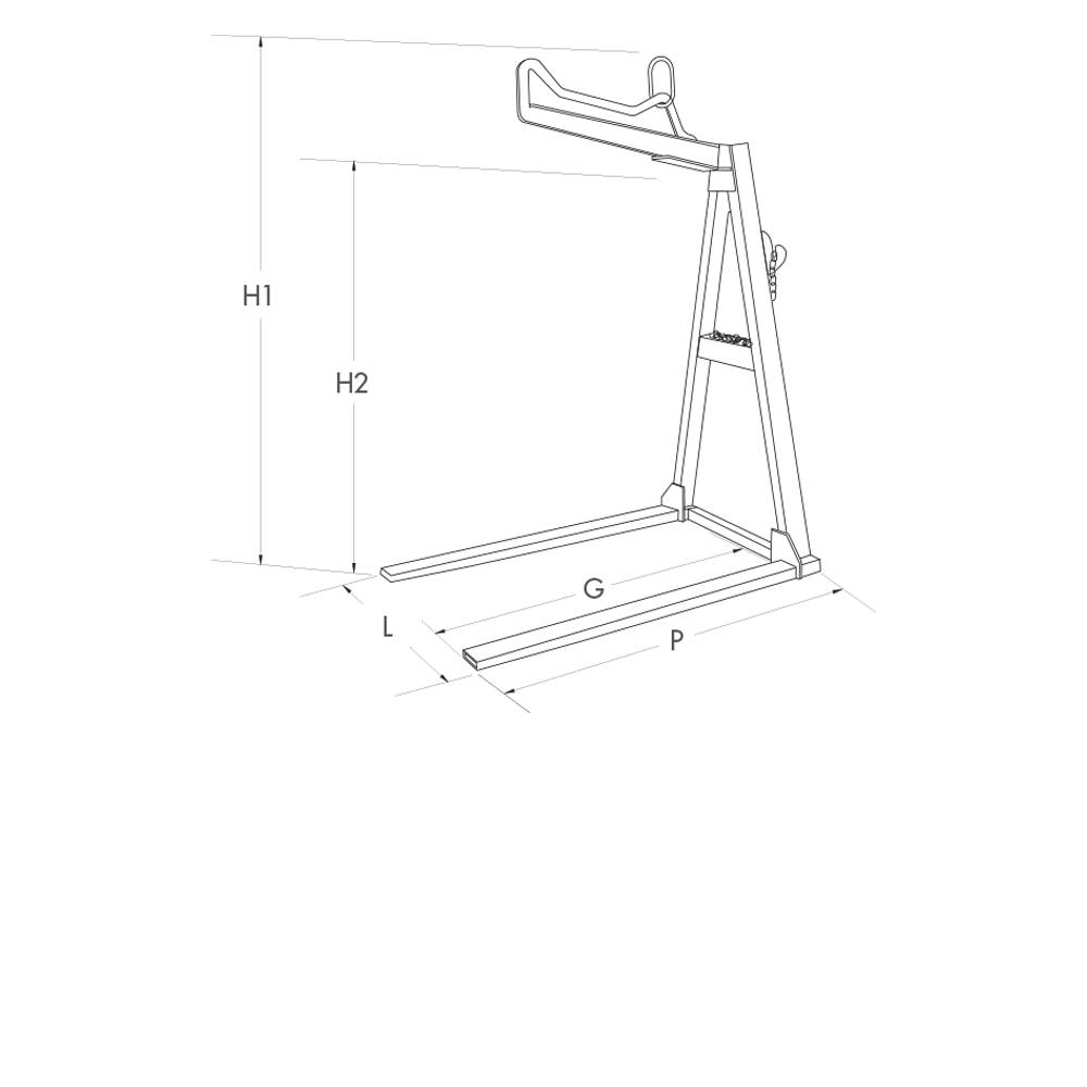 Technische Zeichnung der Special Gabeln 681S082 mit Abmessungen H1, H2, L, P und G - imagen 3