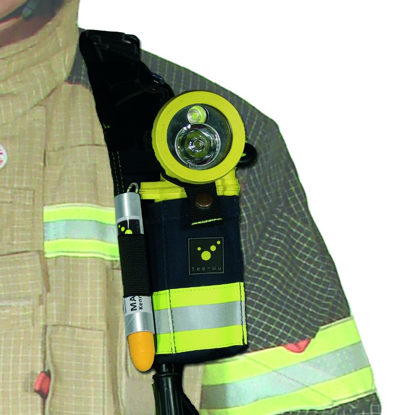  TEE-UU HYBRID Geräte-Holster Blau - Vorderseite mit Elastikschlaufe und Druckknopf - imagen 4