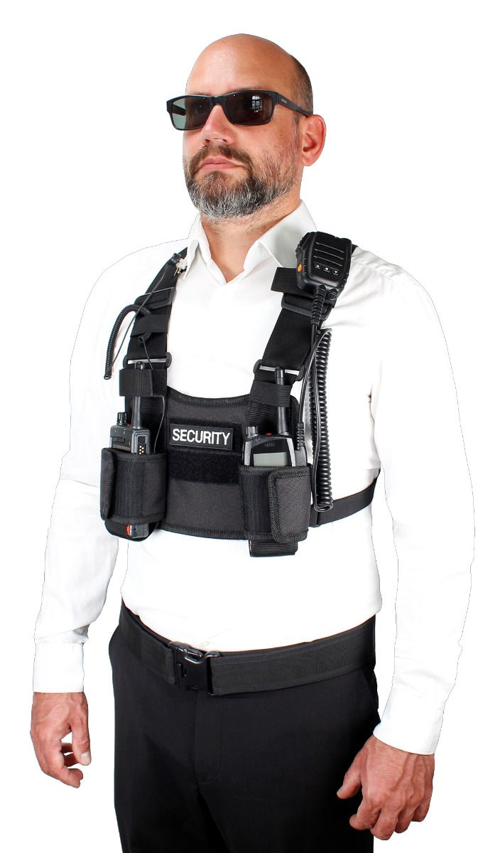  TEE-UU CHEST TWIN Funkgeräte-Harnisch Schwarz - Rückseite leer mit Reißverschlussfach - imagen 6
