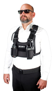  TEE-UU CHEST TWIN Funkgeräte-Harnisch Schwarz - Rückseite leer mit Reißverschlussfach - imagen 6