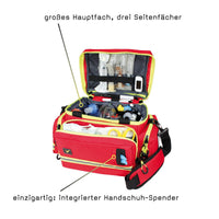 TEE-UU MIC-S Notfalltasche - Rote TEE-UU MIC-S Notfalltasche mit Hauptfach, drei Seitenfächern und Handschuh-Spender. - 3120-1500 – zweites Bild