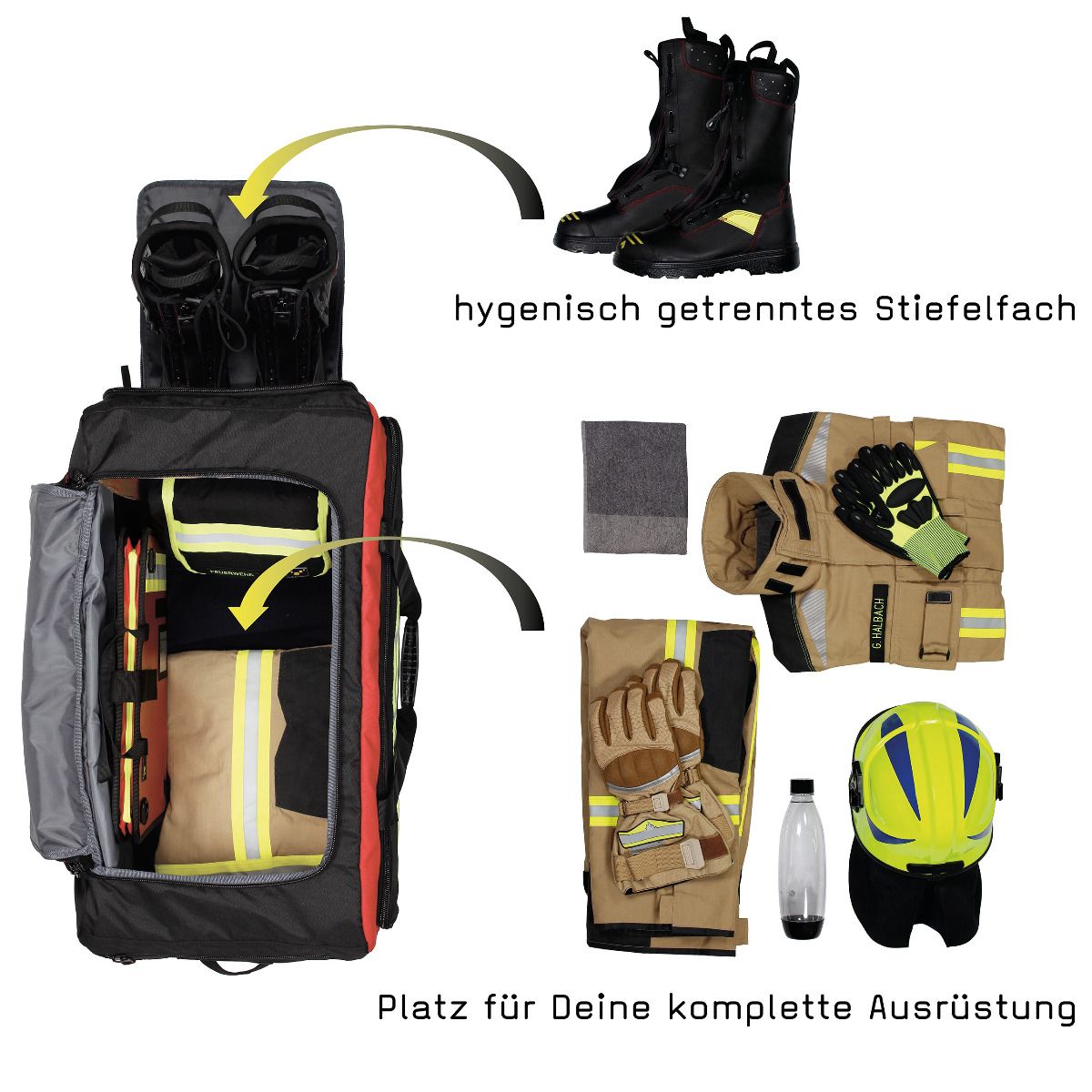 TEE-UU RAGBAG Bekleidungstasche schwarz-rot - Professionelle Ausrüstungstasche für Feuerwehr - imagen 4