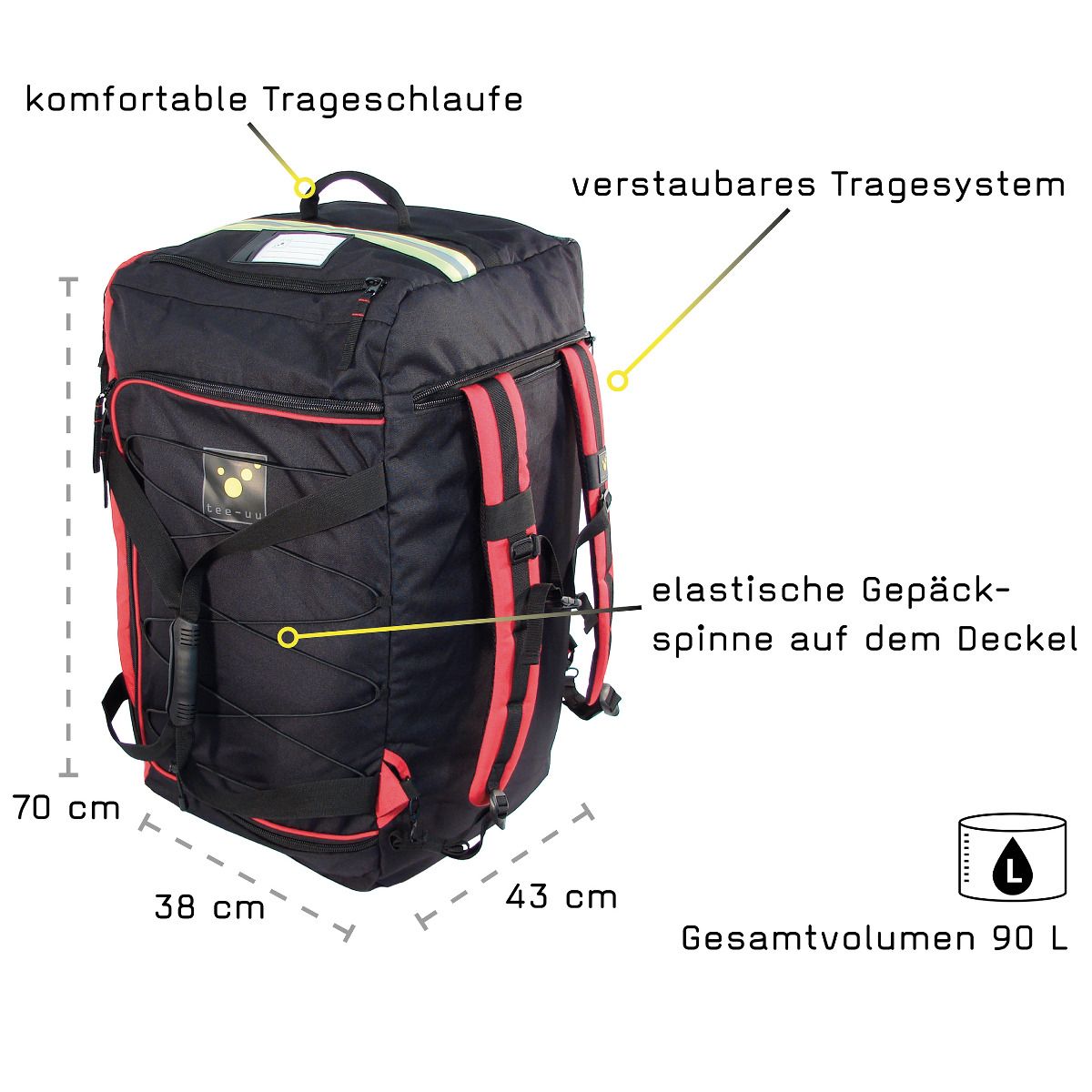 TEE-UU RAGBAG Rückansicht - Verstaubares Rucksacktragesystem - imagen 5