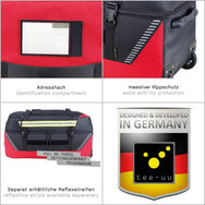 Red and black TEE-UU JUMBOBAG trolley bag with ID compartment, solid anti-tip protection, and reflective strips. - imagen 8