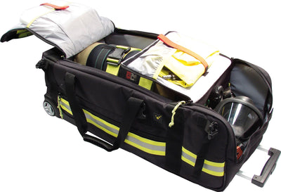 TEE-UU GEARBAG PRO Sicherheitstrupptasche video - Schwarze TEE-UU Sicherheitstrupptasche mit reflektierenden Streifen und gefülltem Innenraum. - 4721-9005