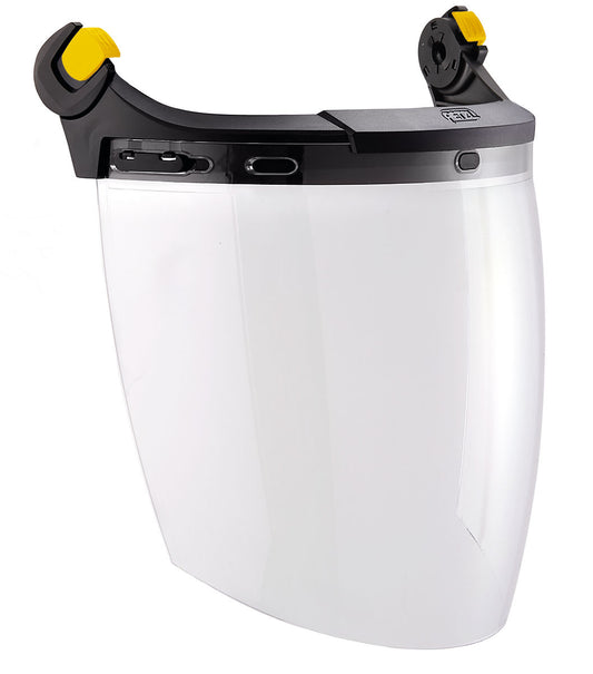 Petzl VIZEN Komplettvisier für die Helme VERTEX & STRATO – Komplettvisier zum Schutz vor Lichtbögen mit EASYCLIP-System für die Helme VERTEX und STRATO. Das VIZEN bietet Schutz vor Störlichtbögen. Die das Gesicht umschließende Scheibe schützt Augen und Gesicht und bietet gleichzeitig ein breites Sichtfeld. Dank des EASYCLIP-Befestigungssystems lässt sich das Visier schnell und einfach an den Helmen VERTEX und STRATO anbringen. Außerdem ist es kratzfest und beschlagfrei. – Jetzt erhältlich im MTN Shop DE.