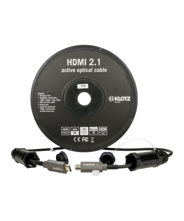 Klotz HDMI 2.1 AOC Link - активний оптичний кабель броньований - штекер із захисними ковпачками - Klotz - HDMI 2.1 AOC, броньований sw 30 м - Кабелі - MTN Shop DACH
