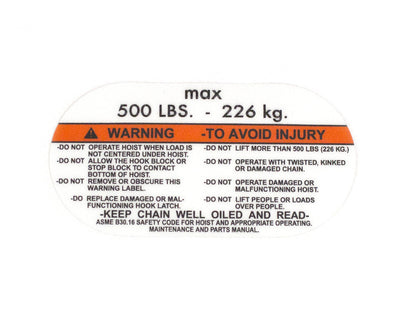 KAPAZITÄT-WARNAUFKLEBER (226 KG/500 LBS) PROSTAR (EN) - CM - Teil - MTN Shop DACH