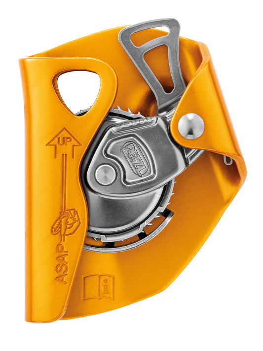 Petzl ASAP® Auffanggerät – Das ASAP mit seinem einzigartigen Blockiersystem hat auf dem Gebiet der Schutzvorrichtungen gegen Absturz für Höhenarbeiter Maßstäbe gesetzt. Bei normaler Verwendung folgt das Gerät ohne manuelles Eingreifen automatisch den Bewegungen des Anwenders am Seil. Bei einem Sturz oder abrupter Beschleunigung blockiert das ASAP am Seil und stoppt den Anwender. Entsprechend dem Einsatzzweck kann das ASAP ebenfalls mit einem ASAP’SORBER- oder ASAP’SORBER AXESS-Falldämpfer kombiniert werden,