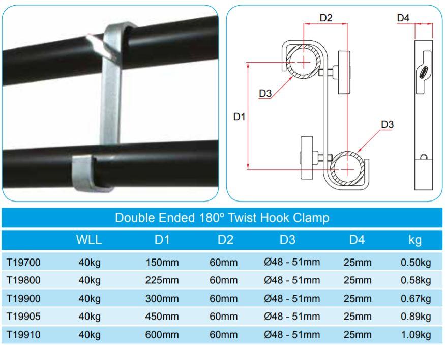 Doughty 50mm Hakenklammer (Stahl) - Doppelendig & 180°Drehung [Mehrfachpack] - Doughty Engineering - Rigging-Geräte - MTN Shop DACH - imagen 3