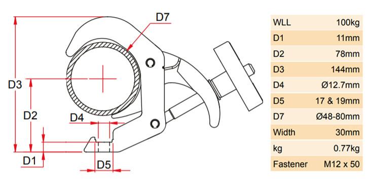 Doughty Quick Trigger® Hakenklemme 48-80mm [Mehrfachpackung] - Doughty Engineering - Rigging-Geräte - MTN Shop DACH - imagen 3